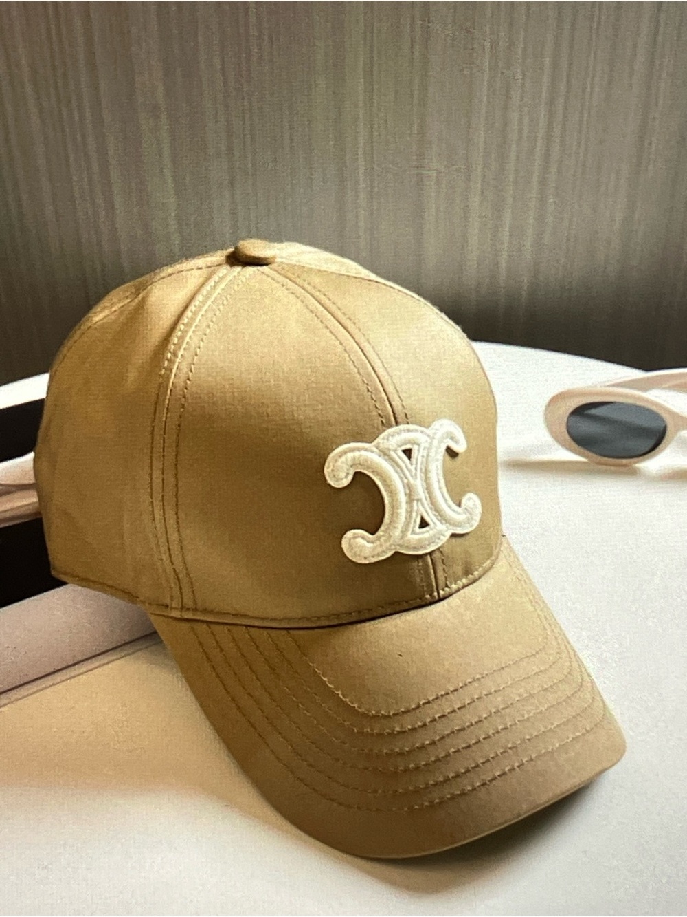 Celine Camel Baseball Cap with Cream Logo